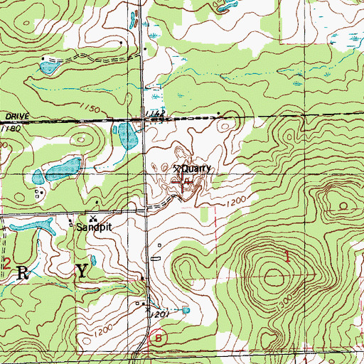 Topographic Map of Smith Quarry, WI