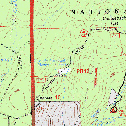 Topographic Map of Cornelia Lott Sank Memorial Spring, CA