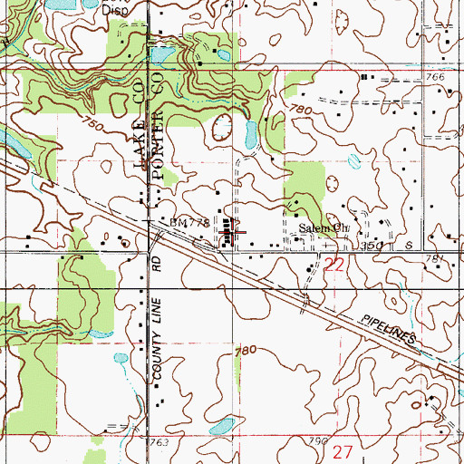 Topographic Map of Feit Greenhouse and Farm, IN