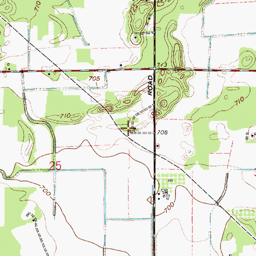 Topographic Map of Rozhon Farm, IN
