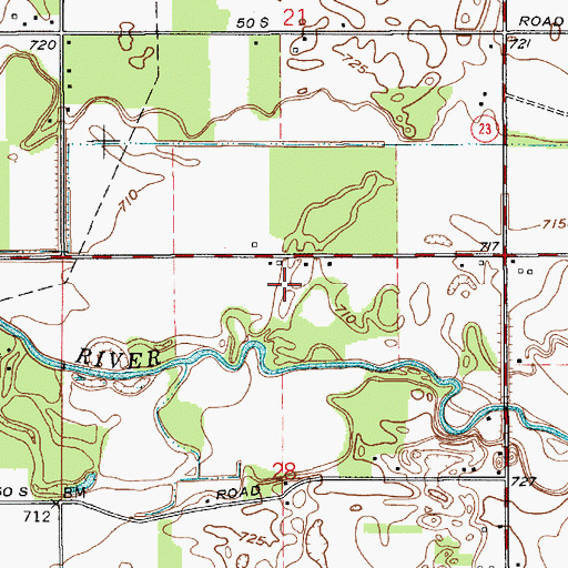 Topographic Map of Yellow River Farms, IN
