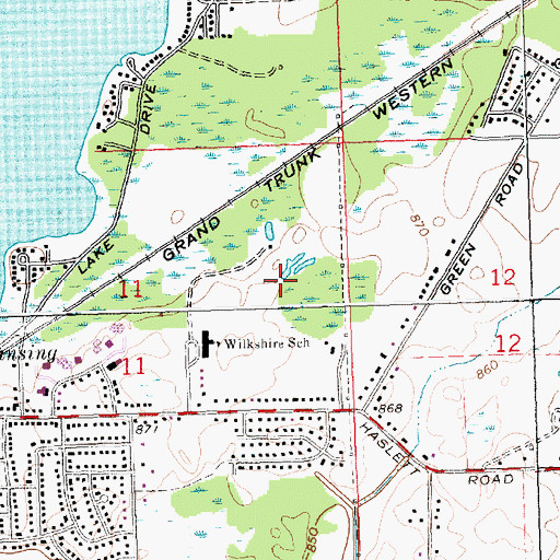Topographic Map of Meridian Sun Golf Club, MI