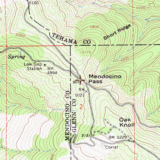Topographic Map of Mendocino Pass, CA