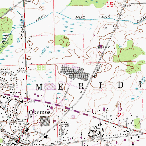 Topographic Map of Meridian Mall, MI