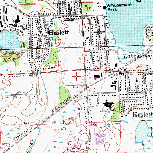 Topographic Map of Village Square Shopping Center, MI