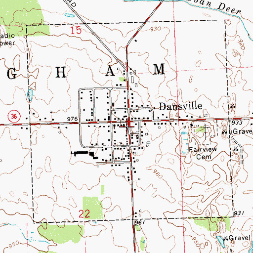 Topographic Map of Dansville Post Office, MI