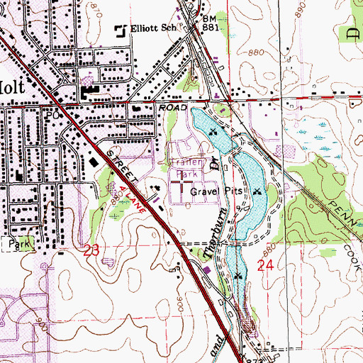 Topographic Map of Delhi Manor Mobile Home Park, MI