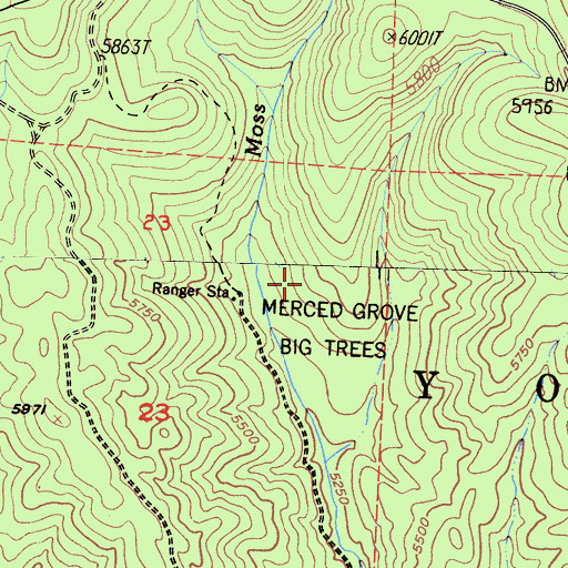 Topographic Map of Merced Grove, CA