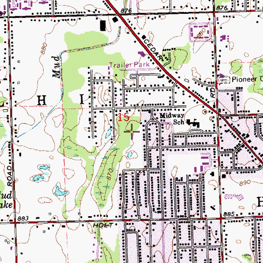 Topographic Map of Jaycee Park, MI