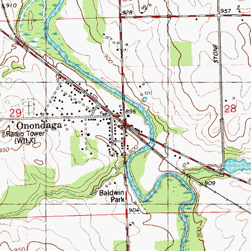 Topographic Map of Onondaga Station (historical), MI