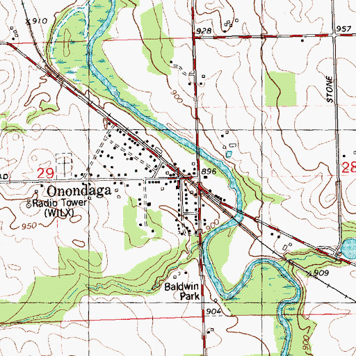 Topographic Map of Onondaga Post Office, MI