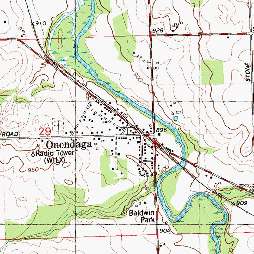 Topographic Map of Onondaga Fire Department, MI