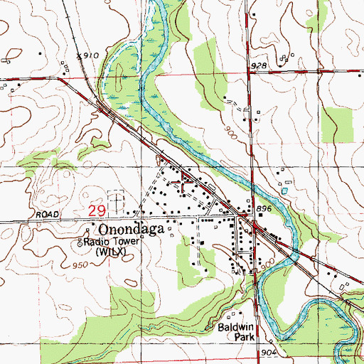 Topographic Map of Onondaga Community United Church, MI