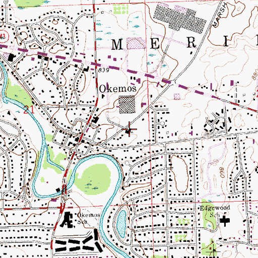 Topographic Map of First Baptist Church of Okemos, MI