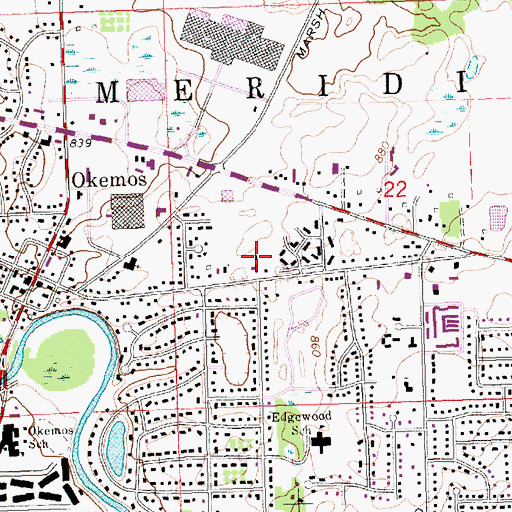 Topographic Map of Okemos Church of the Nazarene, MI