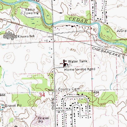 Topographic Map of Ingham County Medical Care Facility, MI