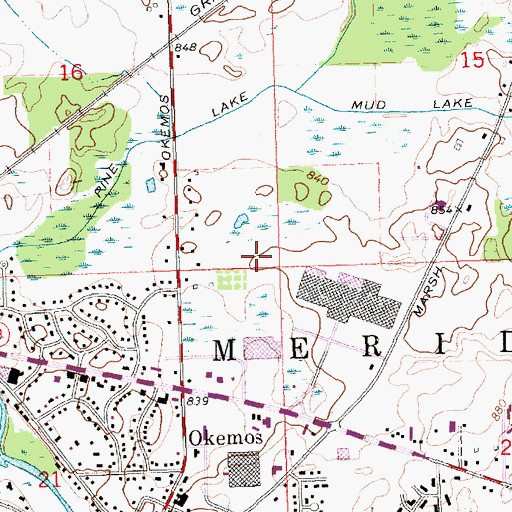 Topographic Map of Okemos Post Office, MI