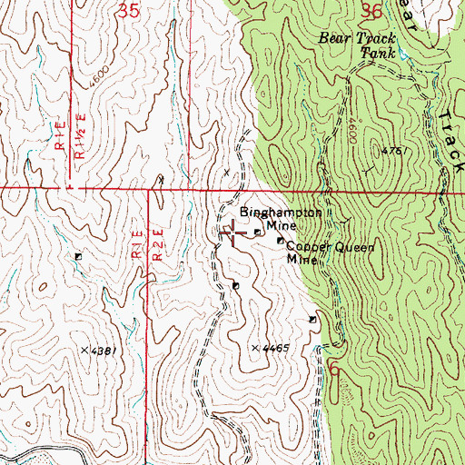 Topographic Map of Binghampton Mine, AZ