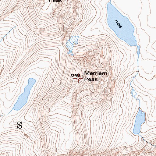 Topographic Map of Merriam Peak, CA
