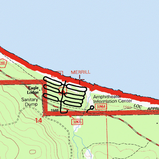 Topographic Map of Merrill Creek, CA