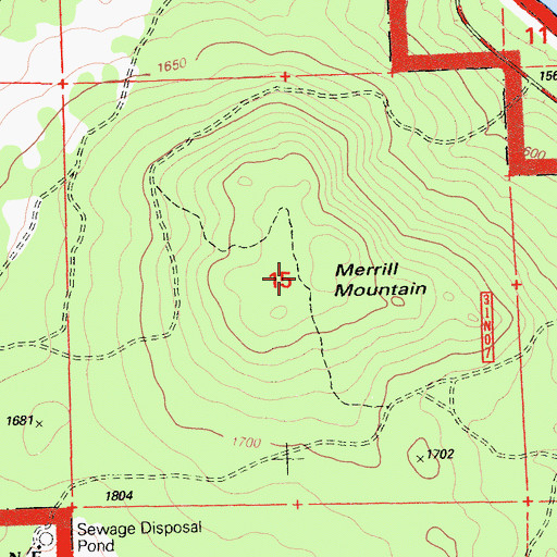 Topographic Map of Merrill Mountain, CA