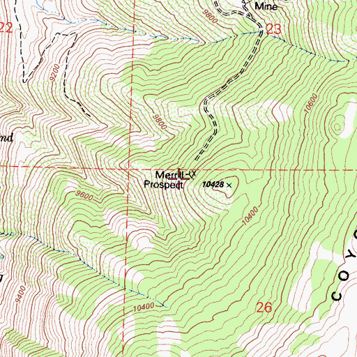 Topographic Map of Merrill Prospect, CA
