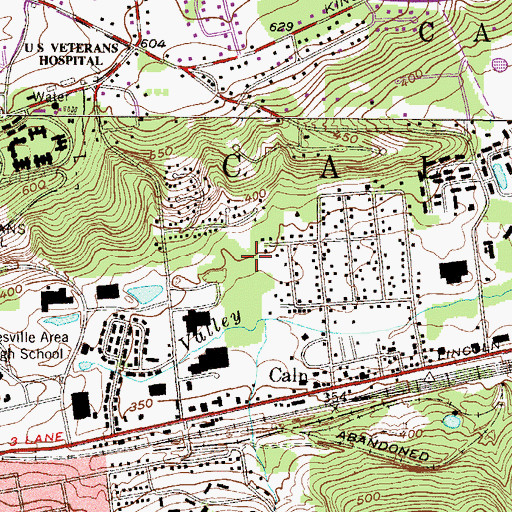 Topographic Map of Caln Census Designated Place, PA