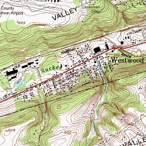 Topographic Map of Westwood Census Designated Place, PA