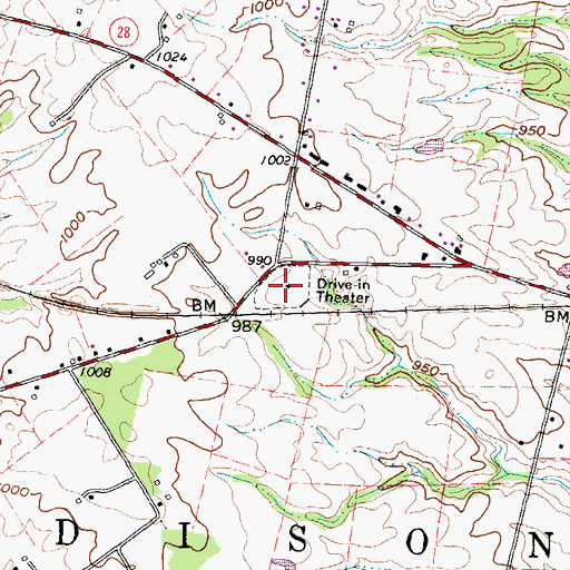 Topographic Map of Ranch Drive-In (historical), OH