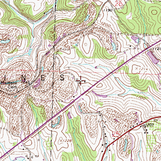 Topographic Map of Monzula Farms, OH