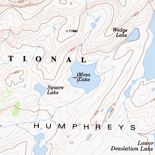 Topographic Map of Mesa Lake, CA