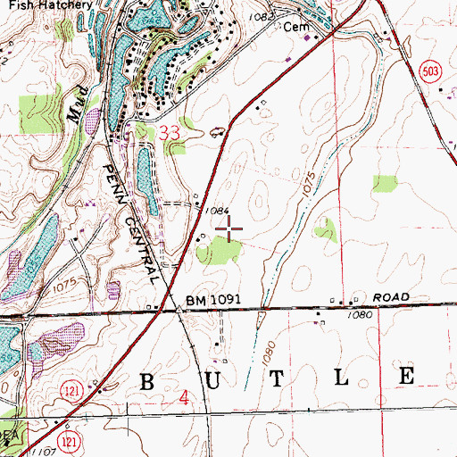 Topographic Map of Veitch Farms, OH