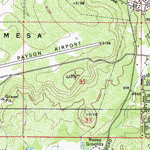 Topographic Map of Birch Mesa, AZ