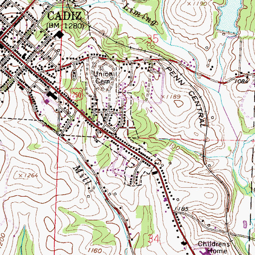 Topographic Map of Wolfes Mobile Home Park, OH