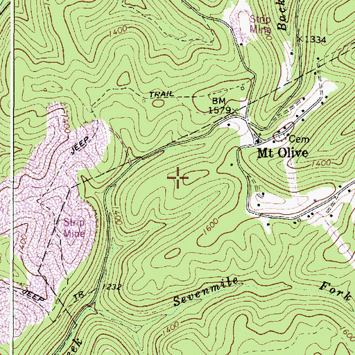 Topographic Map of Mount Olive Correctional Complex, WV