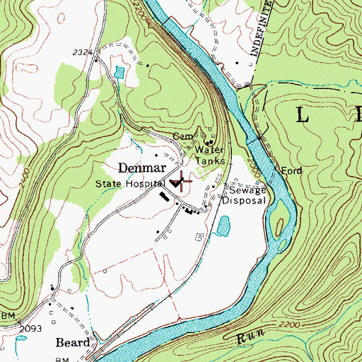 Topographic Map of Denmar Correctional Center, WV