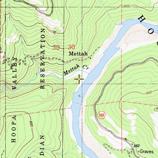 Topographic Map of Mettah Creek, CA