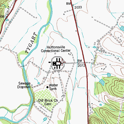 Topographic Map of Huttonsville Correctional Center, WV