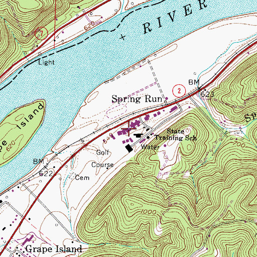 Topographic Map of Saint Marys Correctional Center, WV