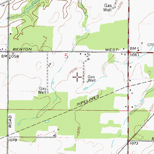 Topographic Map of Red Rose Farms, OH