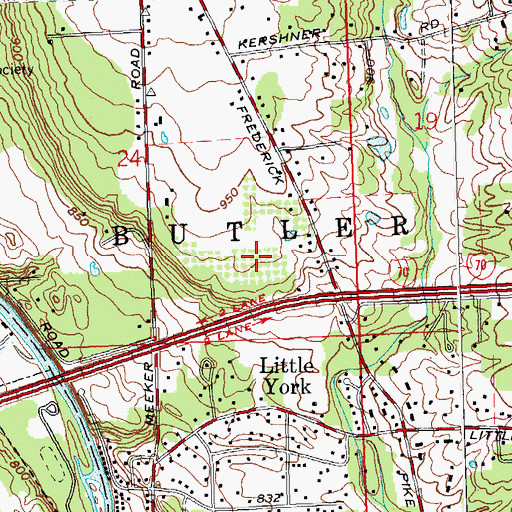 Topographic Map of Monnin Fruit Farm, OH