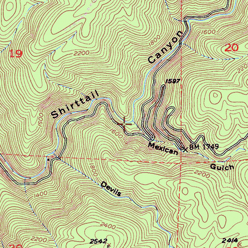 Topographic Map of Mexican Gulch, CA