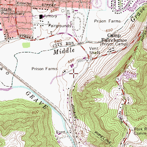 Topographic Map of Northern Correctional Facility, WV