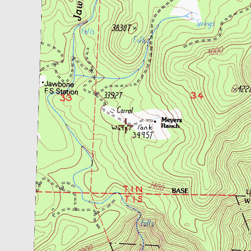 Topographic Map of Meyers Ranch, CA