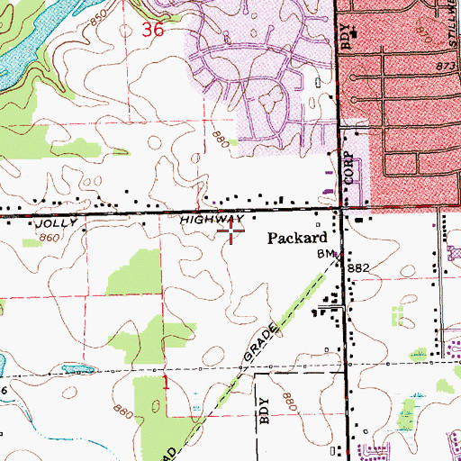Topographic Map of Kensington Meadows Mobile Home Park, MI