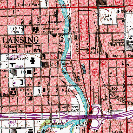 Topographic Map of Impression Five Science Center, MI