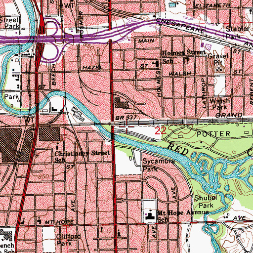 Topographic Map of Potter Park Zoo, MI
