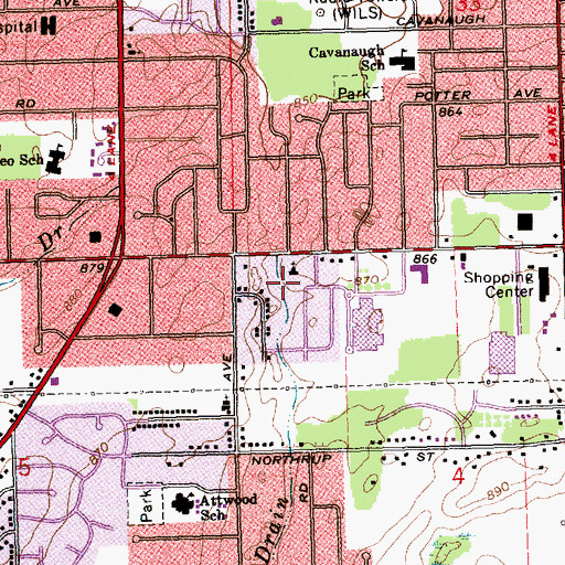 Topographic Map of Bluebell Park, MI
