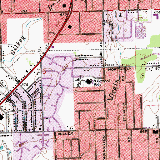 Topographic Map of Attwood Park, MI