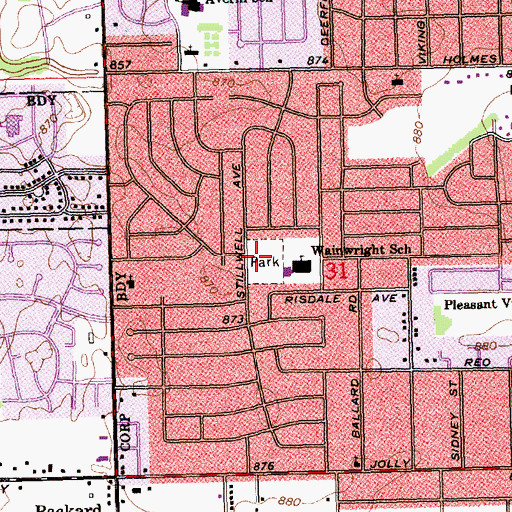Topographic Map of Wainwright Park, MI